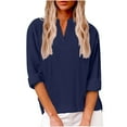 thumbnail image 1 of LYXSSBYX Button Down Shirts for Women Women's Fashion Summer Leisure Long Sleeve V Neck Button Solid Tops, 1 of 6