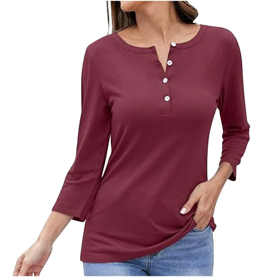 LYXSSBYX Button Down Shirts for Women Women's Fashionable Casual Solid Color Loose Button Long Sleeved V-neck Top/shirt