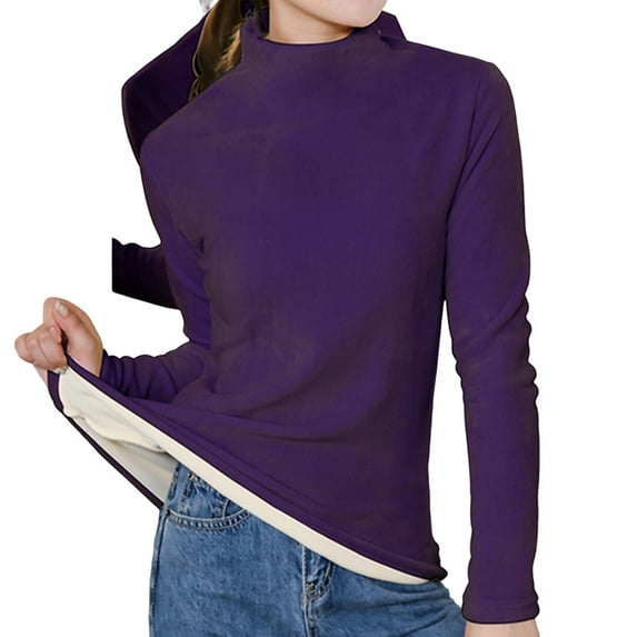 LYXSSBYX Camisole Tops for Women Winter Women's Double Layered Velvet Round Neck with Plush and Thickened Bottom Top