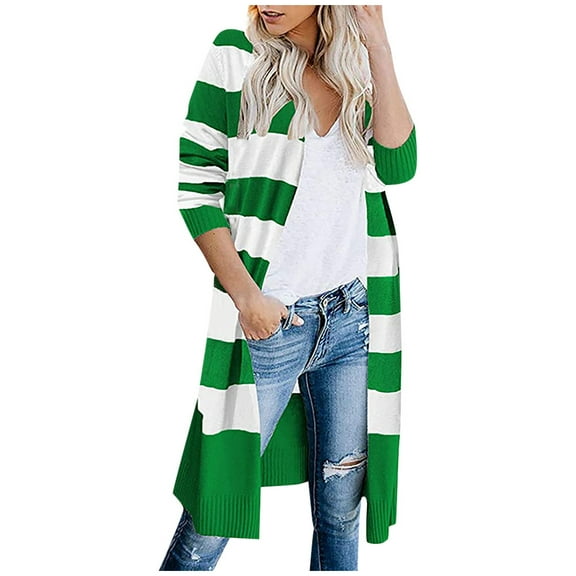 LYXSSBYX Cardigans for Women Clearance Fashion Women Casual Patchwork Long Sleeves Sweater Cardigan Blouse Tops