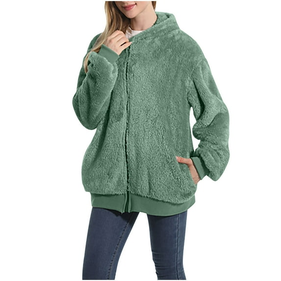 LYXSSBYX Cardigans for Women Clearance Women's Zippered Cardigan Hooded Sweater Coat Long Sleeved Hooded Casual Coat/jacket