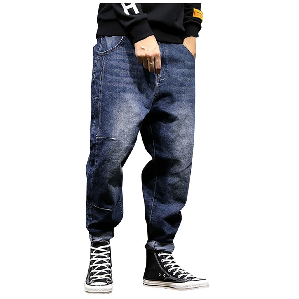 Men Baggy Jeans Shorts Loose Hip Hop Denim 3/4 Cargo Trouser Oversize  Streetwear
