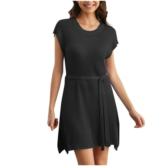 LYXSSBYX Casual Dresses for Women Women's Fashion Large Split Mid Length Women's Dress