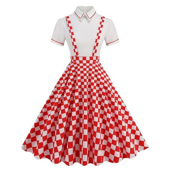 LYXSSBYX Casual Dresses for Women Women's Style Court Elegance Academy Age Reducing Elegance Large Skirt With Backstraps Retro Dress