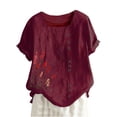 thumbnail image 1 of LYXSSBYX Clearance Plus Size Womens Shirts Women's Summer Casual Short Sleeve Flower Printing Loose Shirt Tops, 1 of 5