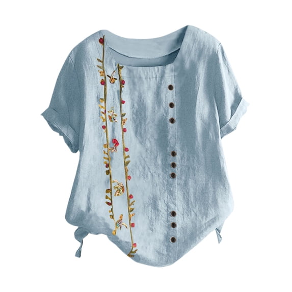 LYXSSBYX Clearance Plus Size Womens Shirts Women's Summer Casual Short Sleeve Printing Loose Shirt Tops