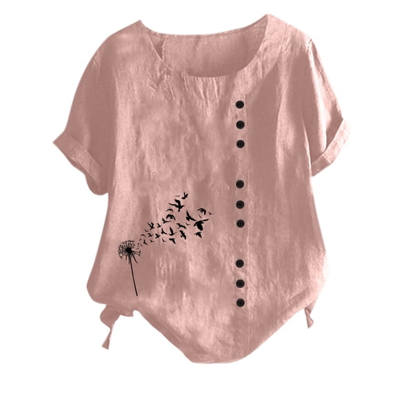 LYXSSBYX Clearance Plus Size Womens Shirts Women's Summer Casual Short Sleeve Printing Loose Shirt Tops