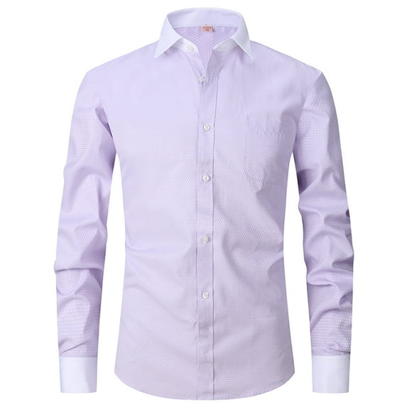 LYXSSBYX Dress Shirts for Men Long Sleeve Mens Shirts Casual Stylish Big and TallMens Fashion Solid Turndown Collar Cardigan Business Top Shirt Button Tops