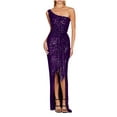 thumbnail image 1 of LYXSSBYX Fairy Dress for Women Pink Purple Women's Casual Slim Pleated Sleeveless Skew Collor Color Sexy Dress, 1 of 4