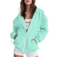 thumbnail image 1 of LYXSSBYX Fall Clothes for Women Fashion Women's Zipper V-Neck Pullover Tops Long Sleeve Hooded Blouse Sweatshirt, 1 of 4