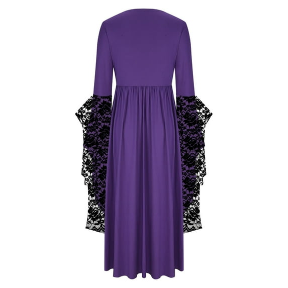 LYXSSBYX Fall Dresses for Women Women's Large Size Sleeve Lace Patchwork Fashion Long Sleeve Bandage Retro Long Dress