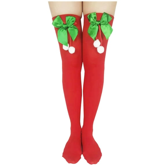 LYXSSBYX Fuzzy Socks for Women Hot Sale Clearance Women Christmas Long Tube Knee Socks Solid Color Garter Bow Hair Ball Christmas Party