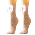 thumbnail image 1 of LYXSSBYX Fuzzy Socks for Women Hot Sale Clearance Women Mesh Breathability Big Bow Net Socks Short Fishnet Thin Socks Stockings, 1 of 7