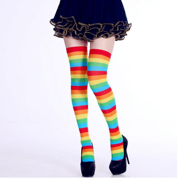 LYXSSBYX Fuzzy Socks for Women Hot Sale Clearance Women Stripe Print Long Tube Knee Socks Fancy Dress Party Funny Dress Up Props