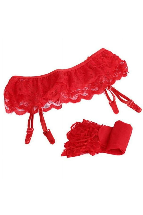 Fuzzy Socks for Women Hot Sale Clearance Womens Lace Top Thigh-Highs Stockings Socks + Suspender Garter Belt RD