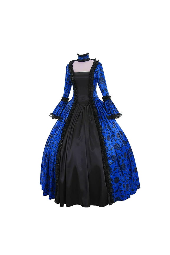 Plus Size Womens Dresses Women Fall Winter Gothic Retro Floral Print Ball Gowns Gowns Dress