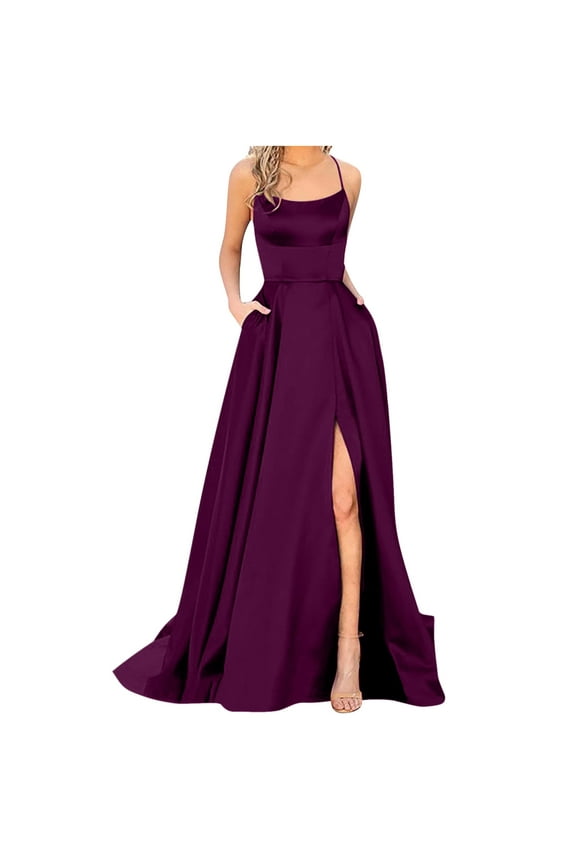 Homecoming Dresses for Women Women's Solid Color Off Back Strap Long Dress Slim Off Shoulder Evening Dress