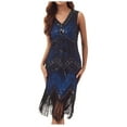 thumbnail image 1 of LYXSSBYX Homecoming Dresses for Women Women's Spring and Summer Round Neck Sleeveless Sequin Ball Tassel Dress Party Banquet Dance Dress Mini Dress, 1 of 5