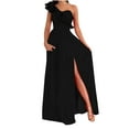 thumbnail image 1 of LYXSSBYX Homecoming Dresses for Women Women's Summer Sexy Solid Slimming One Shoulder Ruffles Split Dresses, 1 of 8