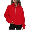 thumbnail image 1 of LYXSSBYX Hoodies for Women Zip up Clearance Women Half Zip Cropped Hoodies Fleece Quarter Zip up Pullover Sweatshirts Winter Clothes 2023 Outfits Stand Collar Sweater Coat, 1 of 6