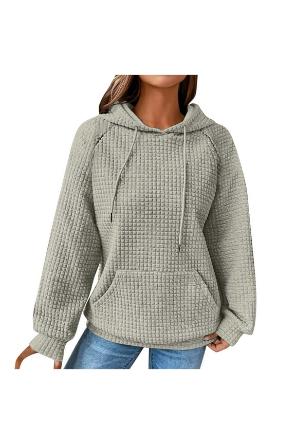 Hoodies for Women Plus Size Women's Solid Raglan Sweater Hooded Sweater Long Sleeve Top Sweater