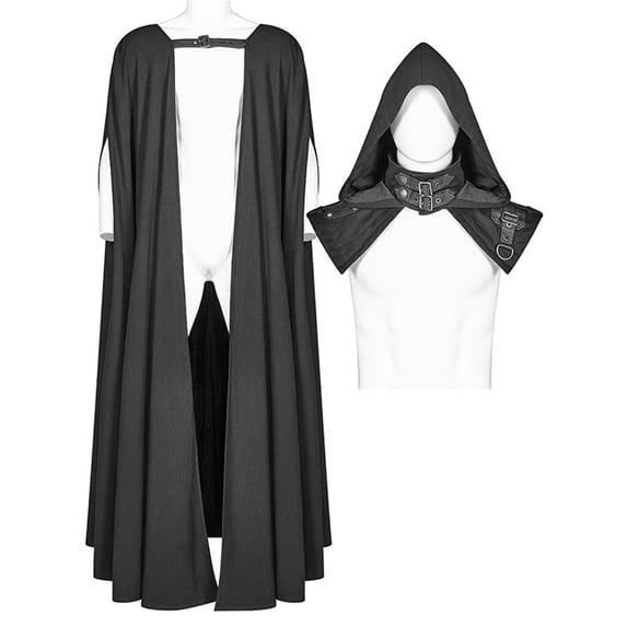 LYXSSBYX Hoodies for Women Plus Size Men Halloween Solid Buckle Hooded Removable Gothic Devil Party Cloak