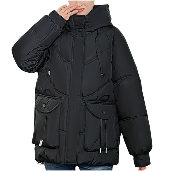 LYXSSBYX Jackets for Women Clearance Fashion Women Hooded Large Pocket Tassels Down Cotton Jacket, Thickened and Loose, Oversized, Slimming Jacket Jacket