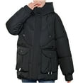 thumbnail image 1 of LYXSSBYX Jackets for Women Clearance Fashion Women Hooded Large Pocket Tassels Down Cotton Jacket, Thickened and Loose, Oversized, Slimming Jacket Jacket, 1 of 8