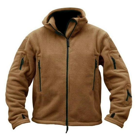 LYXSSBYX Jackets for Men Warm Coat Men's Outdoor Multi-Pocket Fleece Sweater Military Double Sided Fleece Hooded Jacket Men Hooded Sweatshirts Coat
