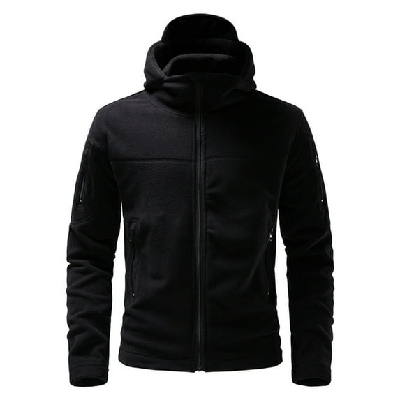 LYXSSBYX Jackets for Men Warm Coat Men's Outdoor Multi-Pocket Fleece Sweater Military Double Sided Fleece Hooded Jacket Men Hooded Sweatshirts Coat