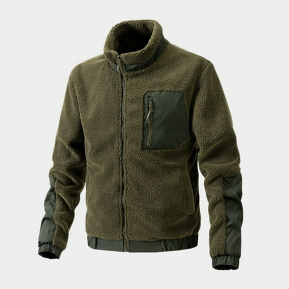 LYXSSBYX Jackets for Men Warm Coat Men's Winter Long Sleeved Cardigan Pockets Warm Plush Hooded Jacket Fleece Coat