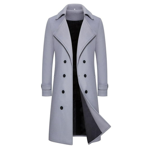 LYXSSBYX Jackets for Mens Winter Men Slim Stylish Trench Coat Double Breasted Long Jacket Parka