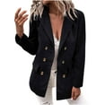 thumbnail image 1 of LYXSSBYX Jackets for Women Clearance Women's and Winter Solid Color Long Sleeve Double Breasted Lapel False Pocket Coat, 1 of 7