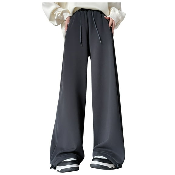 LYXSSBYX Leggings for Women Plush Women's Solid Color Leggings Loose Casual Sanitary Pants Straight Tube Large Length Pants