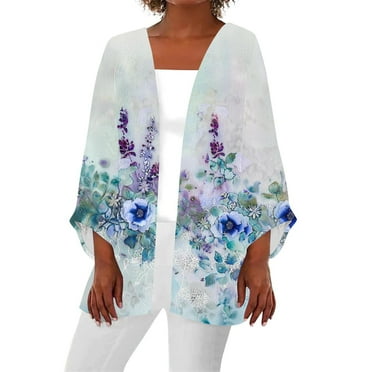 LYXSSBYX Lightweight Summer Cardigan Womens Summer Fall Printed Cardigan Long Sleeve Loose Cover Up Casual Blouse Tops
