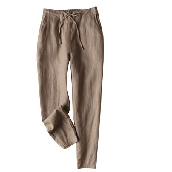 LYXSSBYX Linen Pants Women Summer Spring/Summer Women's Linen Pants Women's Slim Loose Casual Cropped Pants