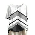 thumbnail image 1 of LYXSSBYX Linen Shirts for Women Women's Casual Round Neck Casual Button Printed Short Sleeve Blouse Short Sleeve Round Neck Blouse/Shirt, 1 of 5
