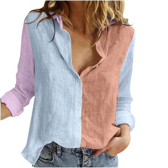 LYXSSBYX Long Sleeve Shirts for Women Women Printed Cotton Long Sleeve Tank Career Bloues Cardigan Tops