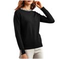 thumbnail image 1 of LYXSSBYX Long Sleeve Shirts for Women Clearance Women's Beaded Pullover Sweater Women's Round Neck Long Sleeve Knitwear Loose Bottom Blouse, 1 of 9