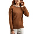 thumbnail image 1 of LYXSSBYX Long Sleeve Shirts for Women Clearance Women's Beaded Pullover Sweater Women's Round Neck Long Sleeve Knitwear Loose Bottom Blouse, 1 of 9