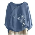 thumbnail image 1 of LYXSSBYX Long Sleeve Shirts for Women Cotton Fashion Women Casual Button Floral Print Short Sleeve T-Short Blouse Tops, 1 of 4
