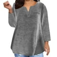 thumbnail image 1 of LYXSSBYX Long Sleeve Shirts for Women Plus Size Tops for Women Sexy V-Neck Blouse Solid Casual Loose Long Sleeve Blouse, 1 of 4