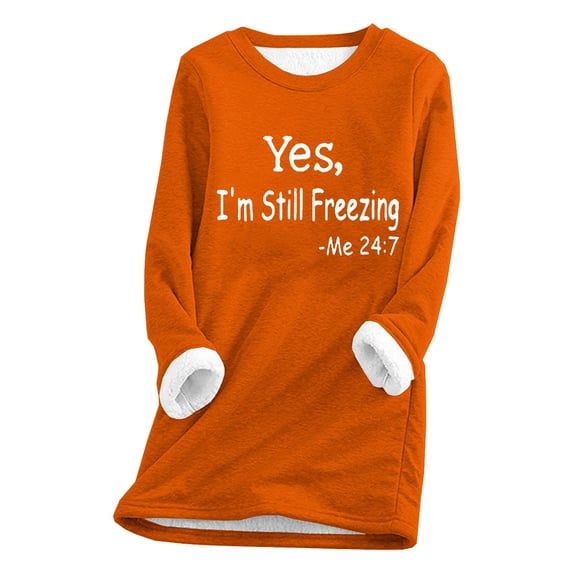LYXSSBYX Long Sleeve Shirts for Women Plus Size Women's Winter Casual Style Fashion Plush Warm Underwear Long Sleeve Round Neck Top