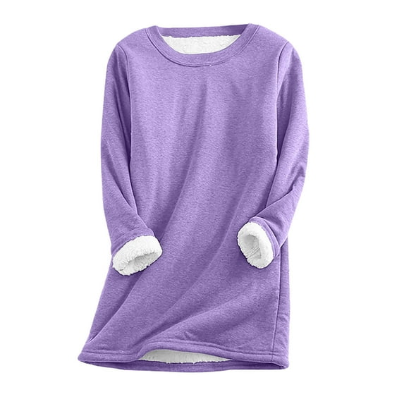 LYXSSBYX Long Sleeve Shirts for Women Winter Women's Large Loose Raglan Top Thickened and Velvet Lamb Wool Warm Underlay