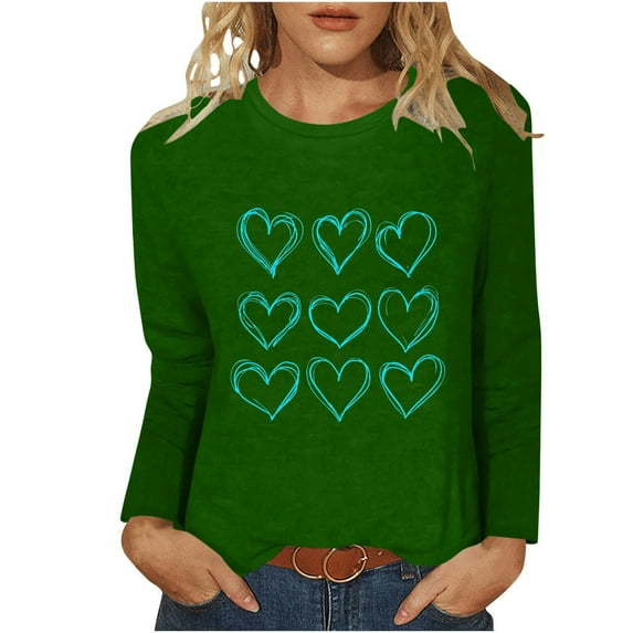 LYXSSBYX Long Sleeve Shirts for Women Women's Casual Printed Round Neck Long Sleeved Top