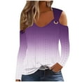 thumbnail image 1 of LYXSSBYX Long Sleeve Shirts for Women Women's Fashion Casual Gradient Long-Sleeved Pullover Top with Missing Shoulder, 1 of 5