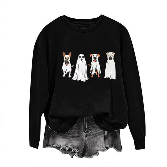 LYXSSBYX Long Sleeve Shirts for Women Women's Fashion Fall Winter Glasses Girl Print Casual Sports Round-Neck Tracksuits Long Sleeve