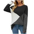 thumbnail image 1 of LYXSSBYX Long Sleeve Womens Tops Hot Sale Clearance Women's Long Sleeved Round-neck Patchwork Color Sweater Casual Loose Pullover Top, 1 of 6