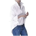 thumbnail image 1 of LYXSSBYX Long Sleeves Womens Tops for Women Shirts Hot Sale Clearance Tops Casual Long Sleeve Lapel Shirt Plain Print Blouse Top, 1 of 9