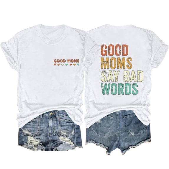 LYXSSBYX Mama Shirts for Women Short Sleeve Women's Letter Printed Double-Sided Printing Short Sleeved Casual Loose Top Short Sleeved Round Neck Top/shirt
